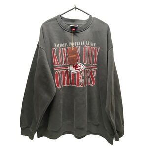 Kansas City Chiefs NFL Sweatshirt Large Gray Fleece Football Mitchell Ness NWT